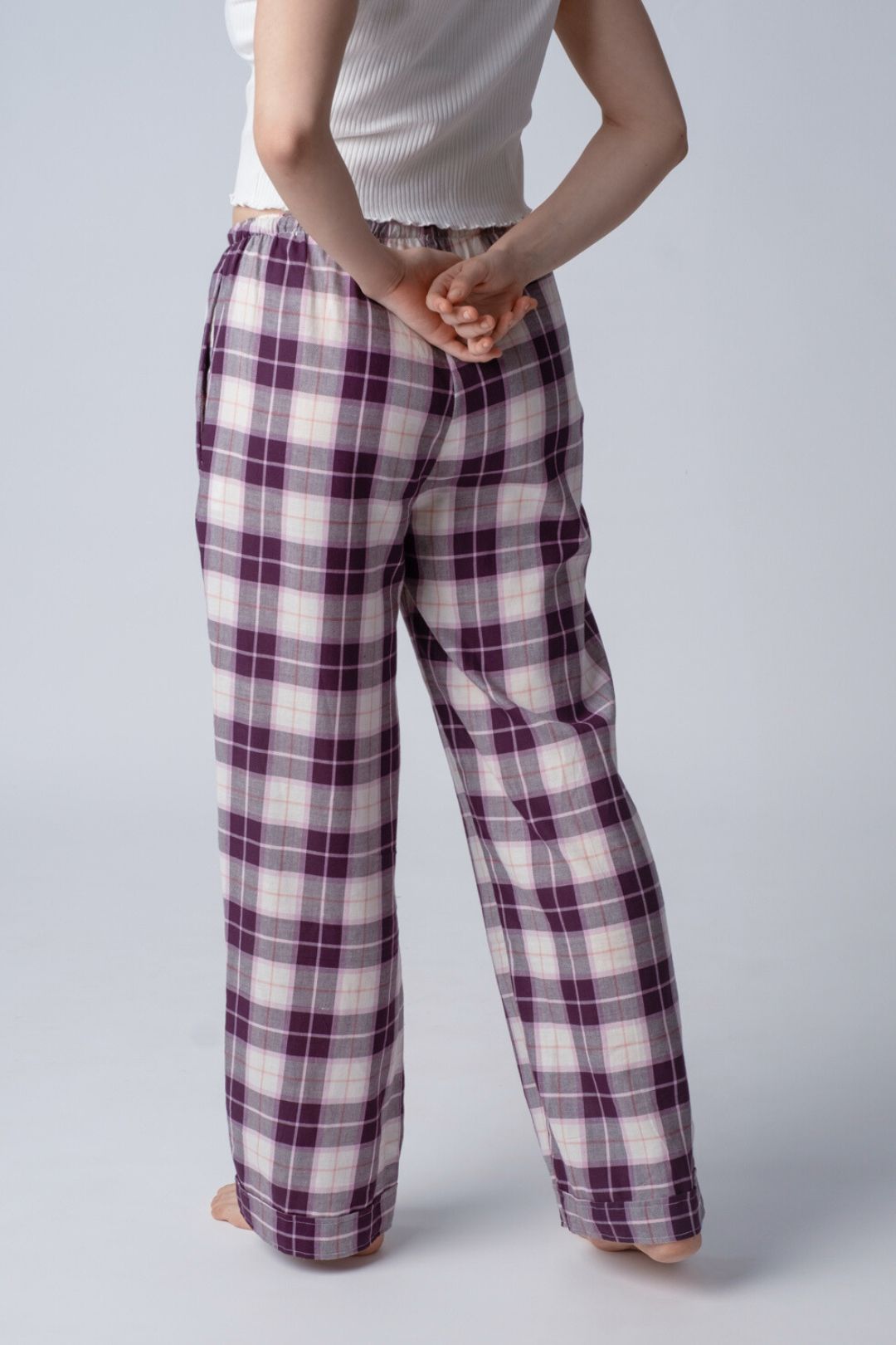 Purple Plaid Cotton Women's Pajama