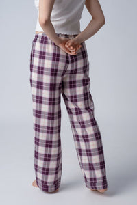 Purple Plaid Cotton Women's Pajama