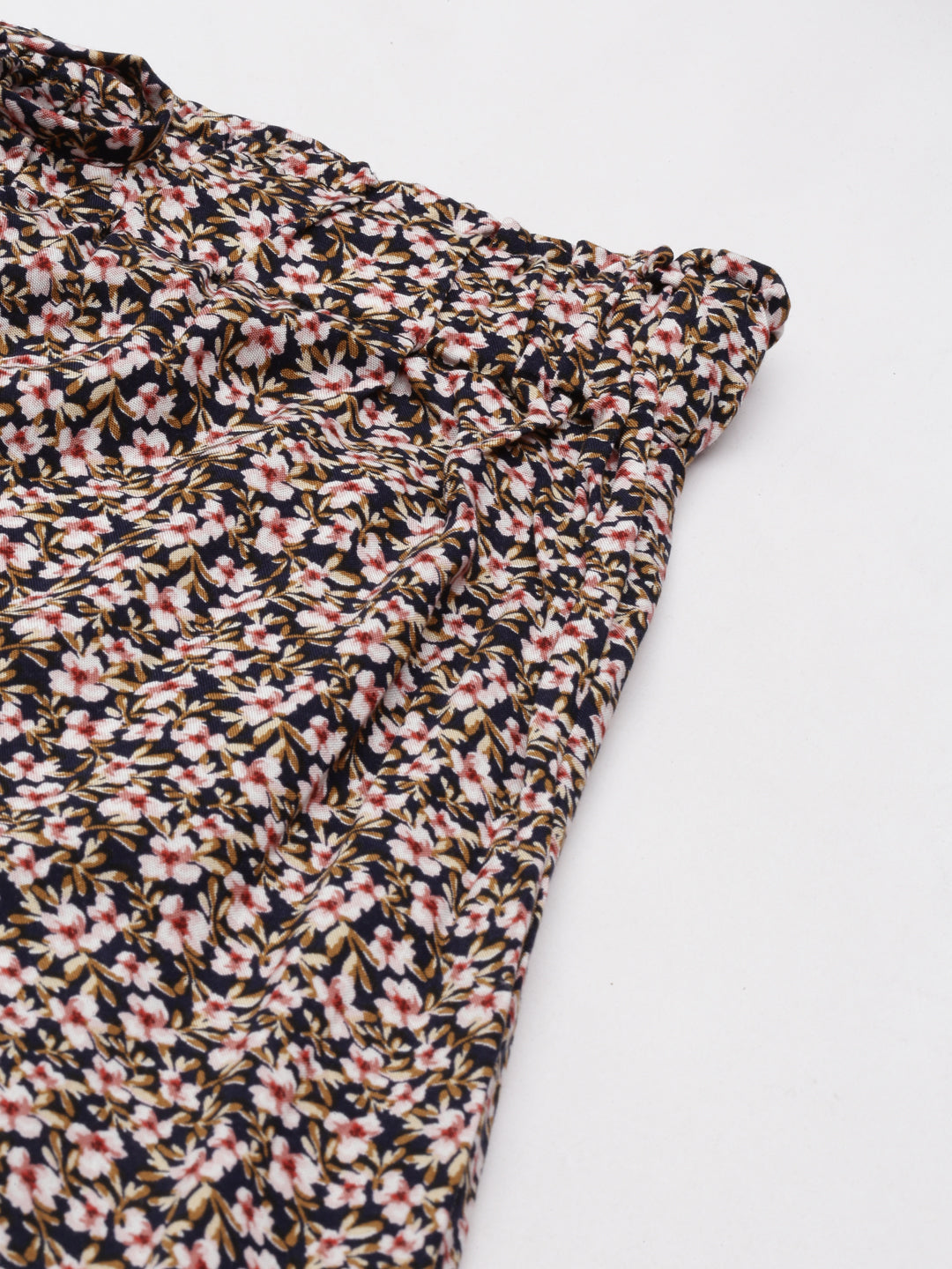 Ditsy Floral Black Cotton Blend Women's Pajama