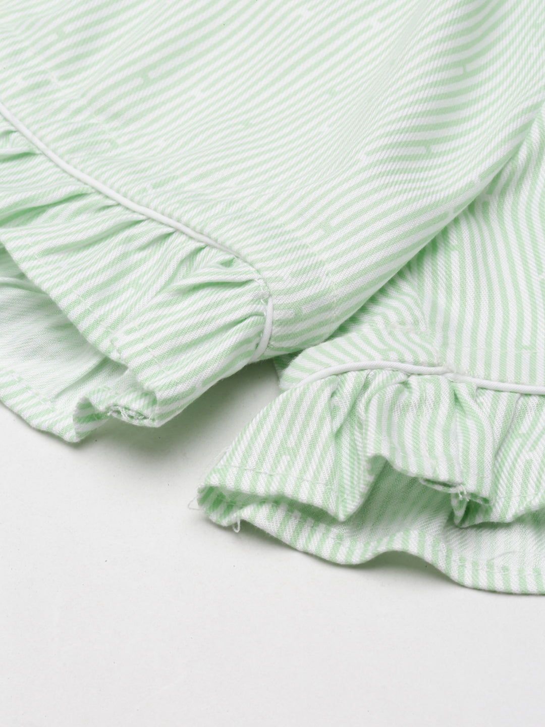 Summer Stripe Green Cotton Women's Shorts - Main Image