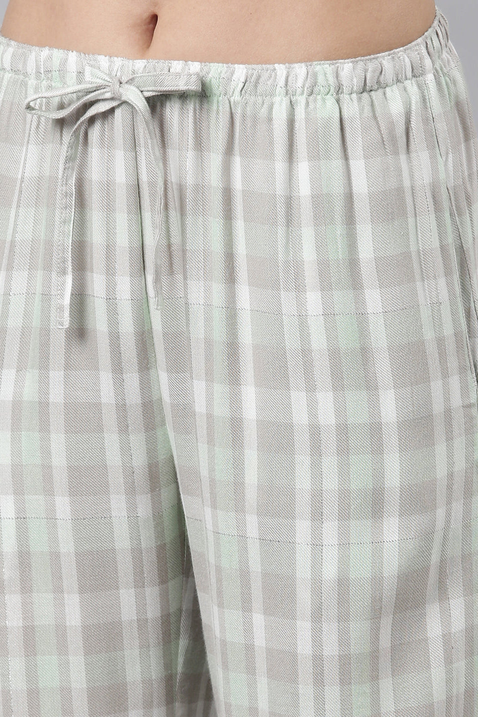 Green Lurex Twill Cotton Women's Pajama