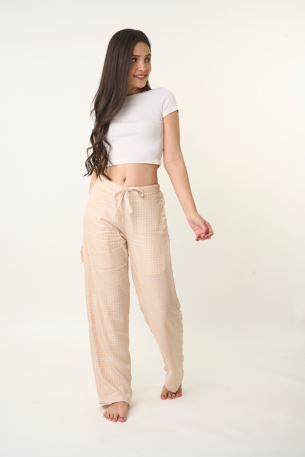 Eva Beige Cotton Blend Women's Pajama