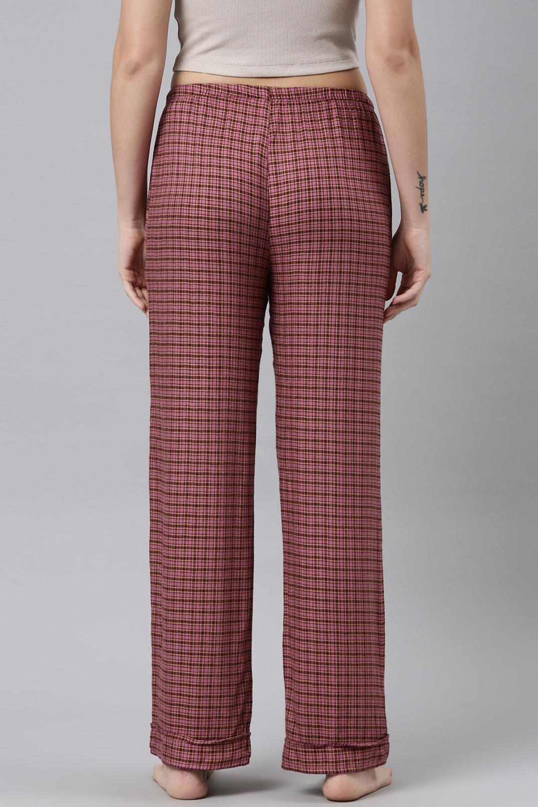 Pink Plaid Cotton Checkered Women's Pajama