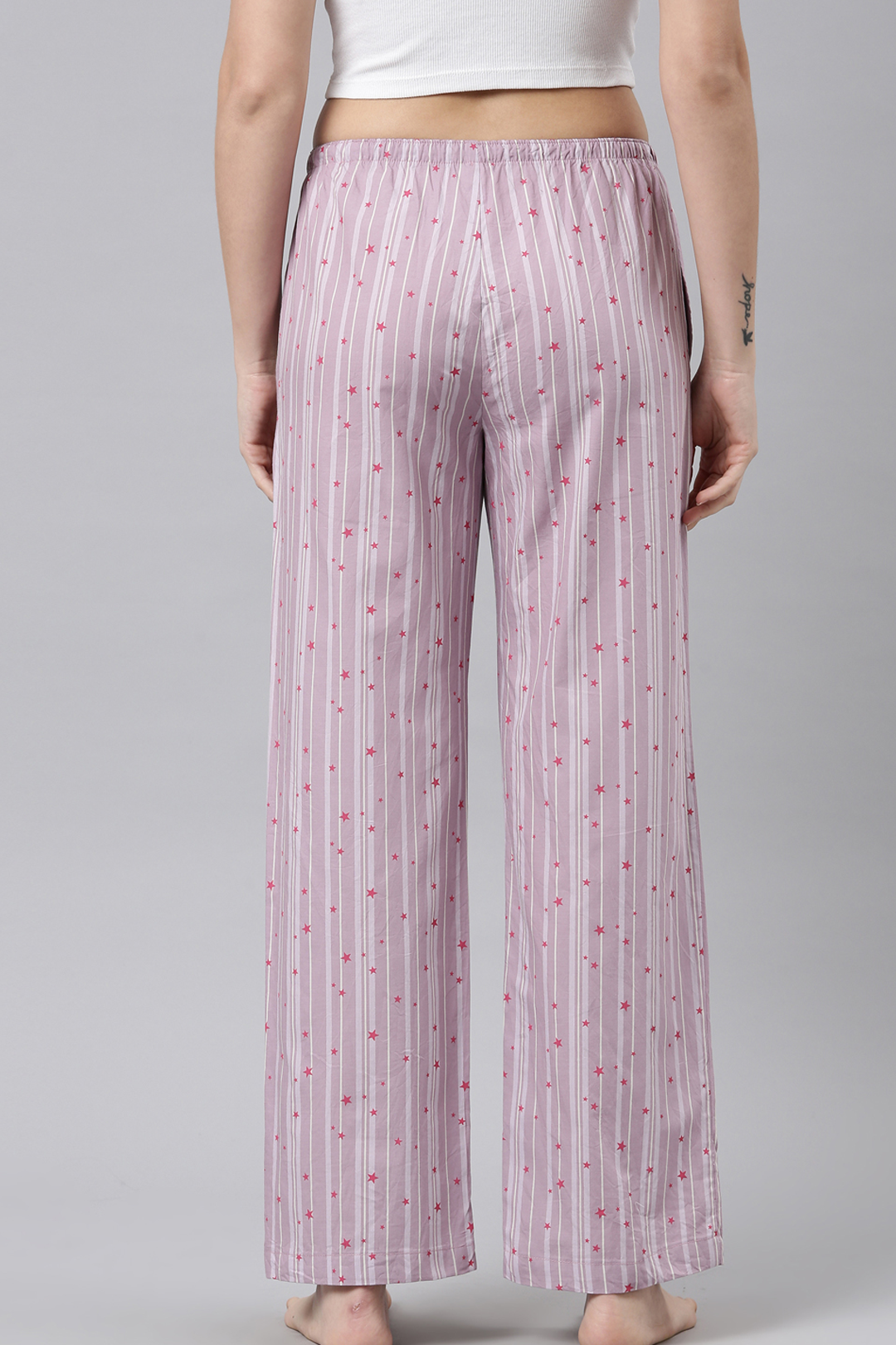 Lilac Starry Print Cotton Women's Pajama